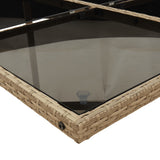 11 Piece Garden Dining Set with Cushions Beige Poly Rattan - Close-Up Angle