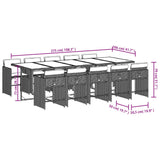 11 Piece Garden Dining Set with Cushions Light Grey Poly Rattan - Extra Image