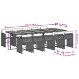 11 Piece Garden Dining Set with Cushions Black Poly Rattan - Extra Image