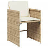 11 Piece Garden Dining Set with Cushions Beige Poly Rattan - 45-Degree Angle