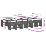 13 Piece Garden Dining Set with Cushions Grey Poly Rattan - Extra Image
