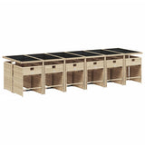 13 Piece Garden Dining Set with Cushions Beige Poly Rattan - Side View