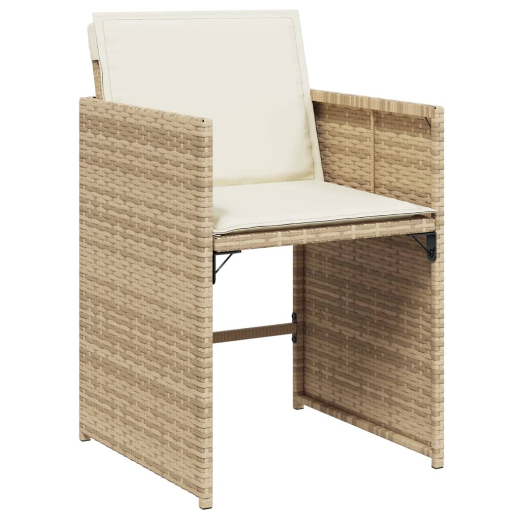 13 Piece Garden Dining Set with Cushions Beige Poly Rattan