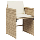 13 Piece Garden Dining Set with Cushions Beige Poly Rattan