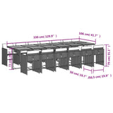 13 Piece Garden Dining Set with Cushions Black Poly Rattan - Extra Image