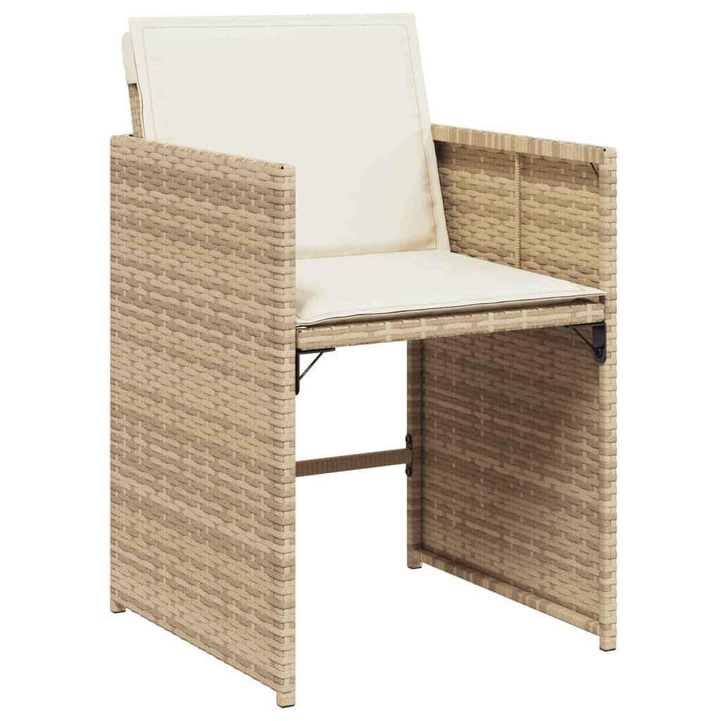 13 Piece Garden Dining Set with Cushions Beige Poly Rattan