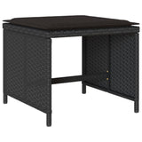 9 Piece Garden Dining Set with Cushions Black Poly Rattan - Rear View