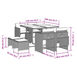 9 Piece Garden Dining Set with Cushions Grey Poly Rattan - Extra Image