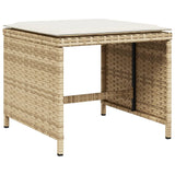 9 Piece Garden Dining Set with Cushions Beige Poly Rattan - Rear View