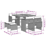 9 Piece Garden Dining Set with Cushions Beige Poly Rattan