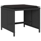 11 Piece Garden Dining Set with Cushions Black Poly Rattan - Rear View