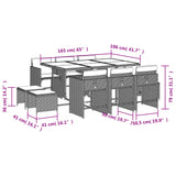 11 Piece Garden Dining Set with Cushions Grey Poly Rattan - Extra Image