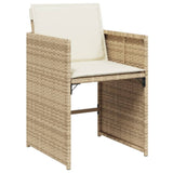 11 Piece Garden Dining Set with Cushions Beige Poly Rattan - 45-Degree Angle
