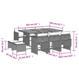 11 Piece Garden Dining Set with Cushions Grey Poly Rattan - Extra Image