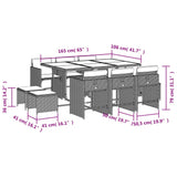 11 Piece Garden Dining Set with Cushions Beige Poly Rattan - Extra Image
