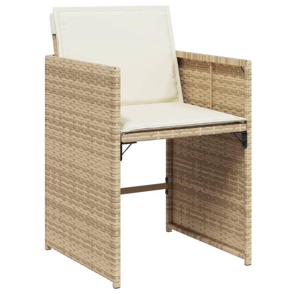 13 Piece Garden Dining Set with Cushions Beige Poly Rattan