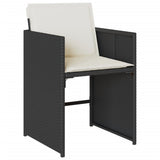 13 Piece Garden Dining Set with Cushions Black Poly Rattan