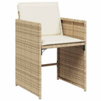 13 Piece Garden Dining Set with Cushions Beige Poly Rattan