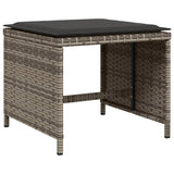15 Piece Garden Dining Set with Cushions Grey Poly Rattan - Rear View