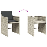 15 Piece Garden Dining Set with Cushions Light Grey Poly Rattan - Close-Up Angle