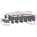 15 Piece Garden Dining Set with Cushions Light Grey Poly Rattan