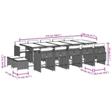 15 Piece Garden Dining Set with Cushions Light Grey Poly Rattan - Extra Image