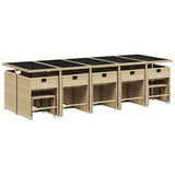 15 Piece Garden Dining Set with Cushions Mix Beige Poly Rattan