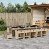 15 Piece Garden Dining Set with Cushions Mix Beige Poly Rattan