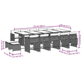 15 Piece Garden Dining Set with Cushions Grey Poly Rattan - Extra Image