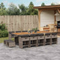 15 Piece Garden Dining Set with Cushions Grey Poly Rattan