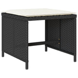 17 Piece Garden Dining Set with Cushions Black Poly Rattan - Rear View