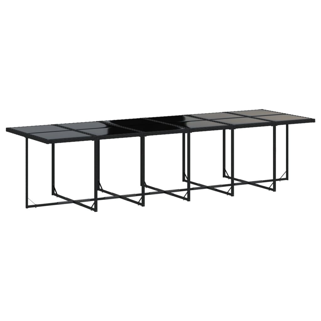 17 Piece Garden Dining Set with Cushions Black Poly Rattan