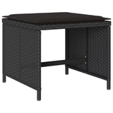 17 Piece Garden Dining Set with Cushions Black Poly Rattan - Rear View