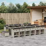 17 Piece Garden Dining Set with Cushions Light Grey Poly Rattan