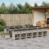 17 Piece Garden Dining Set with Cushions Light Grey Poly Rattan