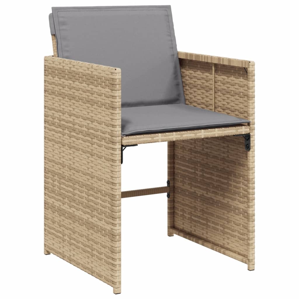 17 Piece Garden Dining Set with Cushions Mix Beige Poly Rattan