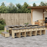 17 Piece Garden Dining Set with Cushions Mix Beige Poly Rattan