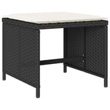 17 Piece Garden Dining Set with Cushions Black Poly Rattan - Rear View