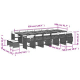 17 Piece Garden Dining Set with Cushions Black Poly Rattan