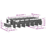17 Piece Garden Dining Set with Cushions Black Poly Rattan - Extra Image