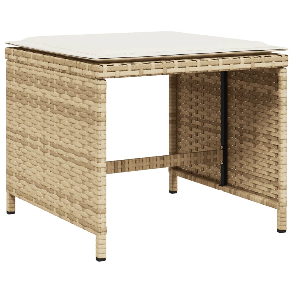 17 Piece Garden Dining Set with Cushions Beige Poly Rattan