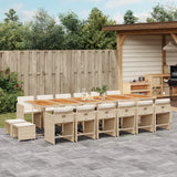 17 Piece Garden Dining Set with Cushions Beige Poly Rattan