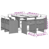 9 Piece Garden Dining Set with Cushions Beige Poly Rattan - Low Angle