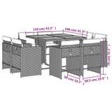 9 Piece Garden Dining Set with Cushions Grey Poly Rattan