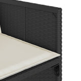 11 Piece Garden Dining Set with Cushions Black Poly Rattan - Close-Up Angle