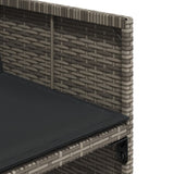 11 Piece Garden Dining Set with Cushions Grey Poly Rattan - Close-Up Angle
