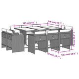 11 Piece Garden Dining Set with Cushions Mix Beige Poly Rattan - Low Angle