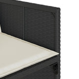11 Piece Garden Dining Set with Cushions Black Poly Rattan - Close-Up Angle