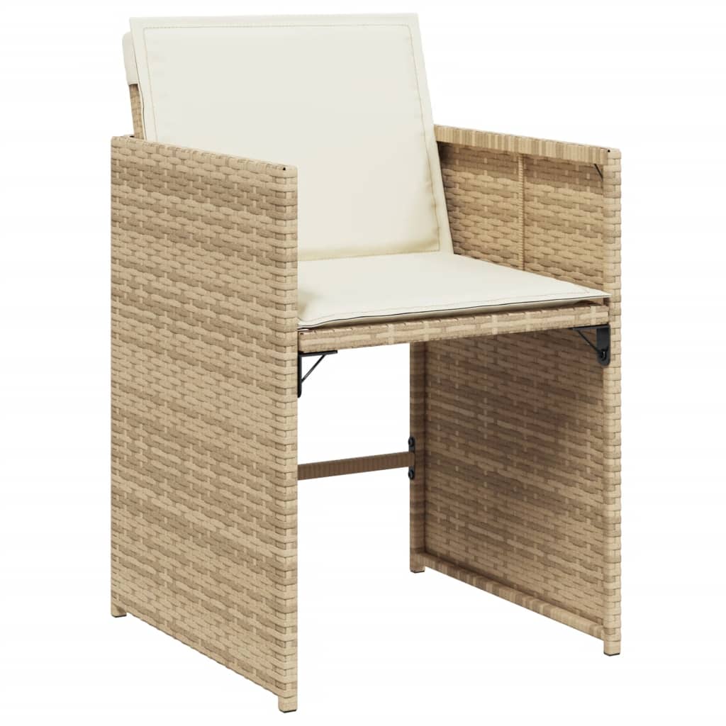 13 Piece Garden Dining Set with Cushions Beige Poly Rattan