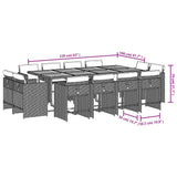 13 Piece Garden Dining Set with Cushions Grey Poly Rattan - Low Angle